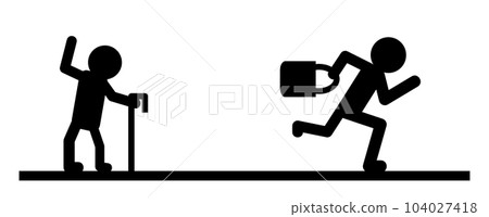搶走老人的包然後逃跑的搶劫犯的插圖 104027418
