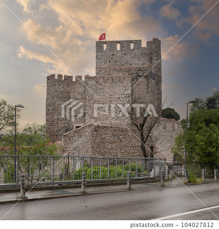 Anadolu Hisari, 13th century medieval Ottoman fortress by Anatolian side of Bosporus, Beykoz district, Istanbul, Turkey 104027812