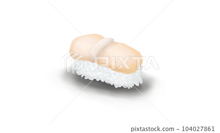 Scallop nigiri sushi realistic illustration 104027861