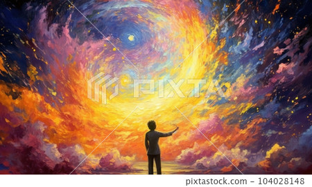 silhouette of a person in the sun painting of Lgbtq concept silhouette of a person in the sun painting of Lgbtq concept 104028148