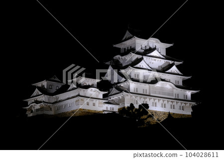 Himeji Castle is lit up and shines white Himeji Castle is lit up and shines white 104028611