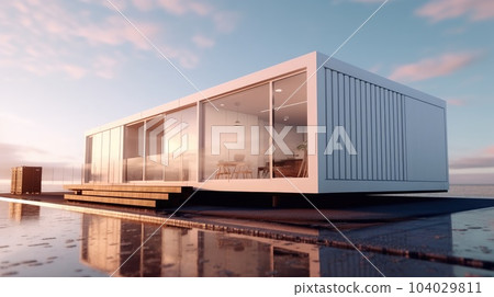modern industry exterior style house, Made from converted shipping container. 104029811