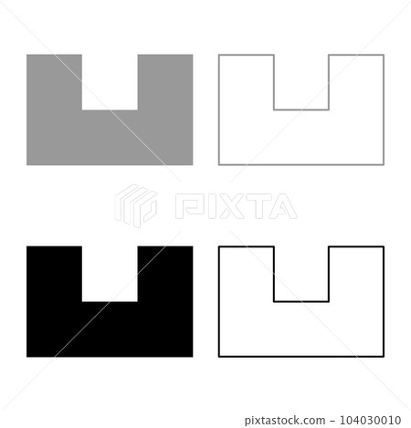 Pit with square hole ground dimple set icon grey black color vector illustration image solid fill outline contour line thin flat style 104030010