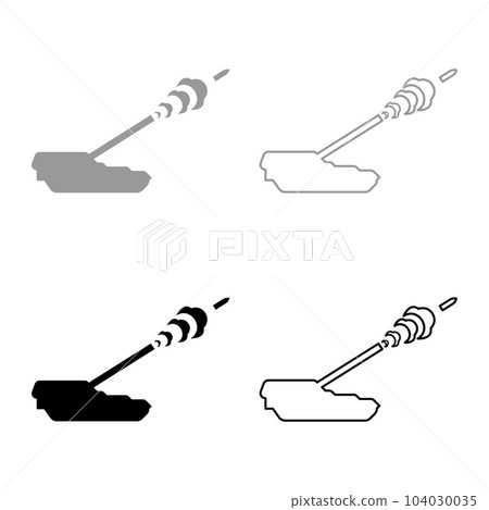 Self-propelled howitzer artillery system archer shoots projectile shell set icon grey black color vector illustration image solid fill outline contour line thin flat style Self-propelled howitzer artillery system archer shoots projectile shell set icon grey black color vector illustration image solid fill outline contour line thin flat style 104030035