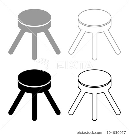 Stool with three legs furniture legged household concept set icon grey black color vector illustration image solid fill outline contour line thin flat style 104030057