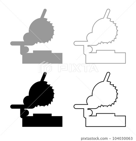 Miter saw bench steel cut off machine carpentry workshop concept set icon grey black color vector illustration image solid fill outline contour line thin flat style 104030063