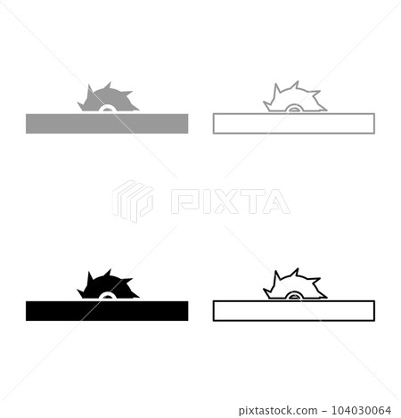 Circular saw bench table wheel blade carpentry workshop concept set icon grey black color vector illustration image solid fill outline contour line thin flat style 104030064