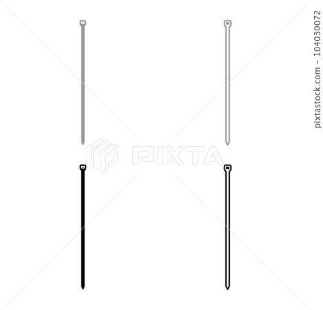 Cable tie zip building material set icon grey black color vector illustration image solid fill outline contour line thin flat style 104030072
