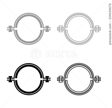Metal clamp with rubber band hose set icon grey black color vector illustration image solid fill outline contour line thin flat style Metal clamp with rubber band hose set icon grey black color vector illustration image solid fill outline contour line thin flat style 104030078