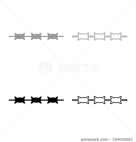 Barbed wire prison concept set icon grey black color vector illustration image solid fill outline contour line thin flat style Barbed wire prison concept set icon grey black color vector illustration image solid fill outline contour line thin flat style 104030081