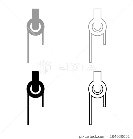 Winch with cord pulley construction climbing block equipment sheave set icon grey black color vector illustration image solid fill outline contour line thin flat style 104030091