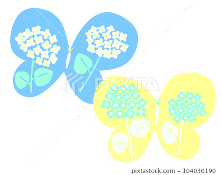 淺藍色和黃色花卉圖案的蝴蝶 104030190