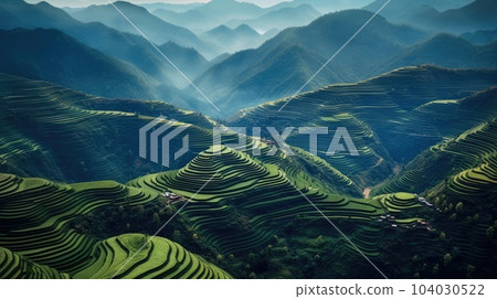 Rice fields on terraced in Northwest of Vietnam, Rice terraces at Mugang Chai. 104030522