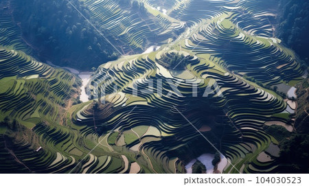 Rice terrace rice field in Mu Cang Chai, Vietnam 104030523