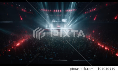 Crowd partying stage lights live concert music festival, Stage with lights. 104030549