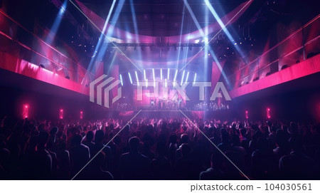 The crowd in a concert, Smoke, Concert spotlights. The crowd in a concert, Smoke, Concert spotlights. 104030561