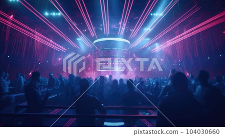 The crowd in a concert, Smoke, Concert spotlights. 104030660