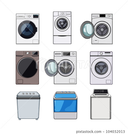 washing machine set cartoon vector illustration 104032013