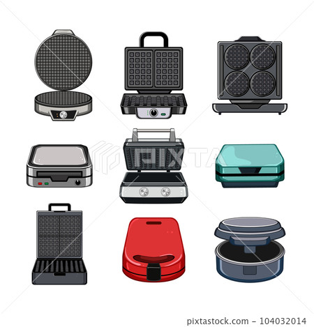 waffle iron set cartoon vector illustration 104032014