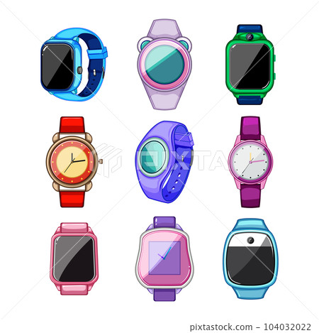 kid watch time set cartoon vector illustration 104032022