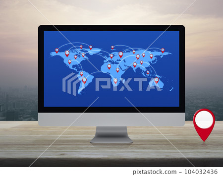 Map pointer navigation online concept, Elements of this image furnished by NASA 104032436