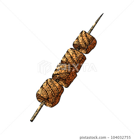fish skewered food sketch hand drawn vector 104032755