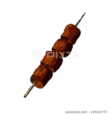beef skewered food sketch hand drawn vector 104032757