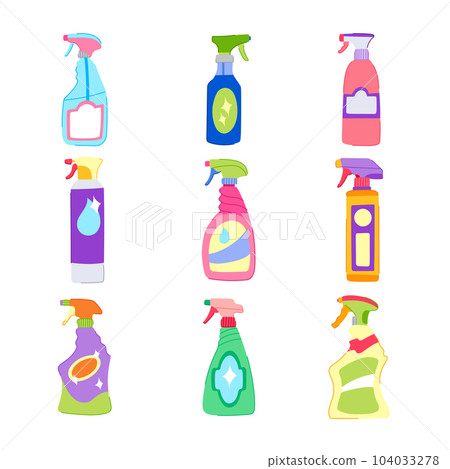 glass cleaner set cartoon vector illustration glass cleaner set cartoon vector illustration 104033278