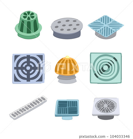 drainage grate set cartoon vector illustration 104033346