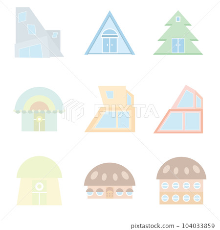 colorful dreamy polygonal houses 104033859