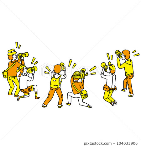 Camera boys who gather at a photo session and shoot with a camera 104033906