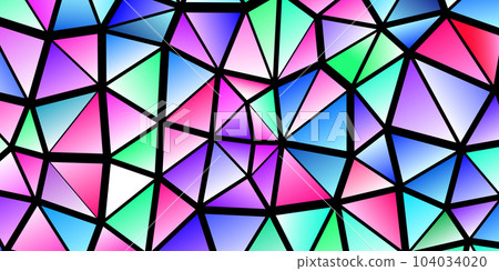 Polygonal rainbow mosaic background. Abstract low poly vector illustration. Triangular pattern in halftone style. Template geometric business design with triangle for poster, banner, card, flyer 104034020
