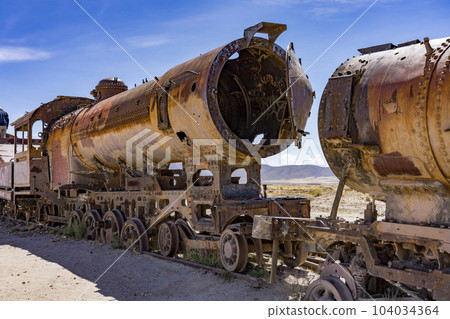 Abandoned train at the Train Graveyard in the Bolivia Salt Flats 104034364
