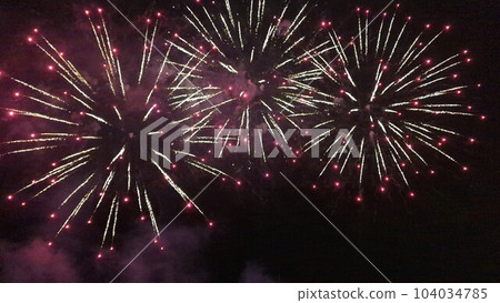 Fireworks blooming in the night sky in midsummer Fireworks blooming in the night sky in midsummer 104034785