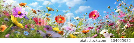 Beautiful tulips on the background of the sky, a field of the village, for banners and flyers Beautiful tulips on the background of the sky, a field of the village, for banners and flyers 104035923