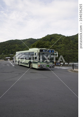 City bus 28 route crossing Togetsukyo Bridge 104036265