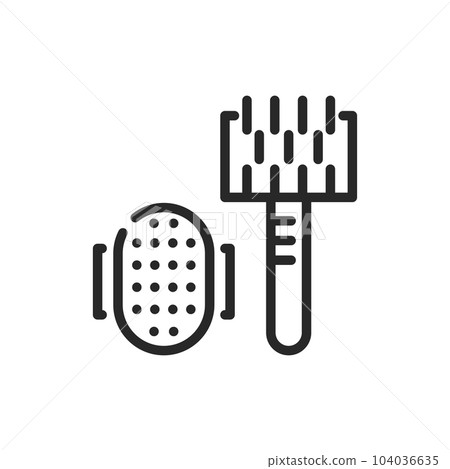 Pet Brushes Icon. Vector Outline Editable Sign of Animal Grooming and Pet Care Services. 104036635