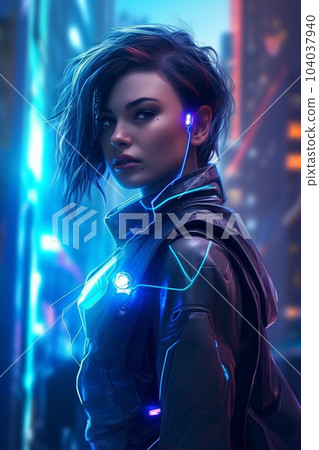 3D girl outfit cyberpunk futuristic woman clothes 3D model