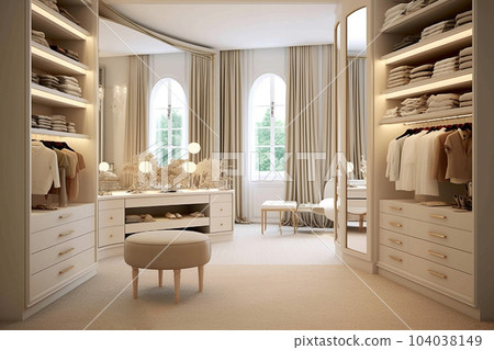Luxury dressing room with stylish furniture in... - Stock Illustration