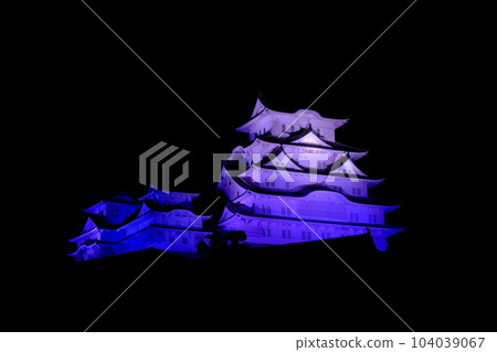 Himeji Castle shining with beautiful colorful lights 104039067