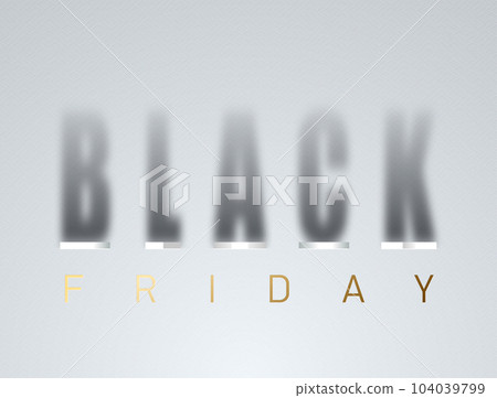 Black Friday Shadow vector banner on white finely patterned texture background. Long shadow effect black letters. Golden friday text. Creative sale banner design 104039799