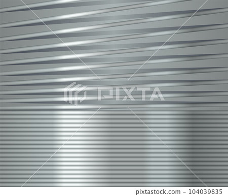 Grey metal compressed spring straight line background. Stainless steel texture black silver banner. Abstract tech industrial background 104039835
