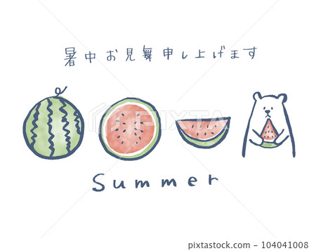 Summer greeting card Shirokuma and watermelon Summer greeting card Shirokuma and watermelon 104041008