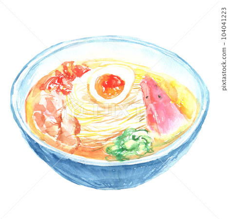 Illustration of Morioka cold noodles drawn by watercolor 104041223