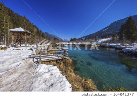 winter landscape in Zelenci, Slovenia winter landscape in Zelenci, Slovenia 104041377