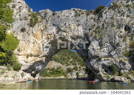 Pont d'Arc, stone arch over Ardeche river, Auvergne-Rhone-Alpes, France Pont d'Arc, stone arch over Ardeche river, Auvergne-Rhone-Alpes, France 104041561