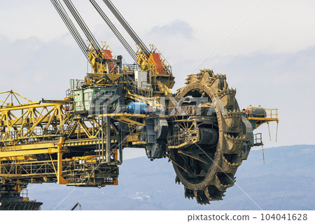 Coal mining machine near Most, Northern Bohemia, Czech Republic 104041628