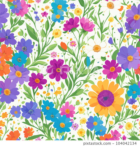 Seamless watercolor floral pattern - green leaves and branches composition on white background, perfect for wrappers, wallpapers, postcards, greeting cards, wedding invitations, romantic events. 104042134