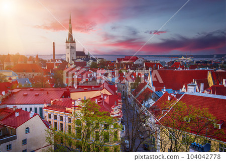 Tallinn view at sunset 104042778