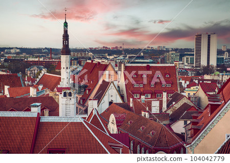 Tallinn view at sunset 104042779